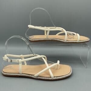 NEW Kenneth Cole Reaction Women’s Waltz Strappy Flat Sandals Cream Size 9M
